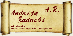 Andrija Raduški vizit kartica